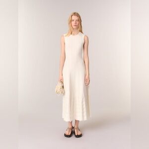 Maje Beaded Pointelle Maxi Dress